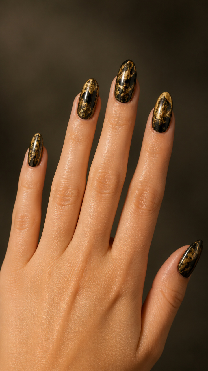 Black and Gold Abstract Marble