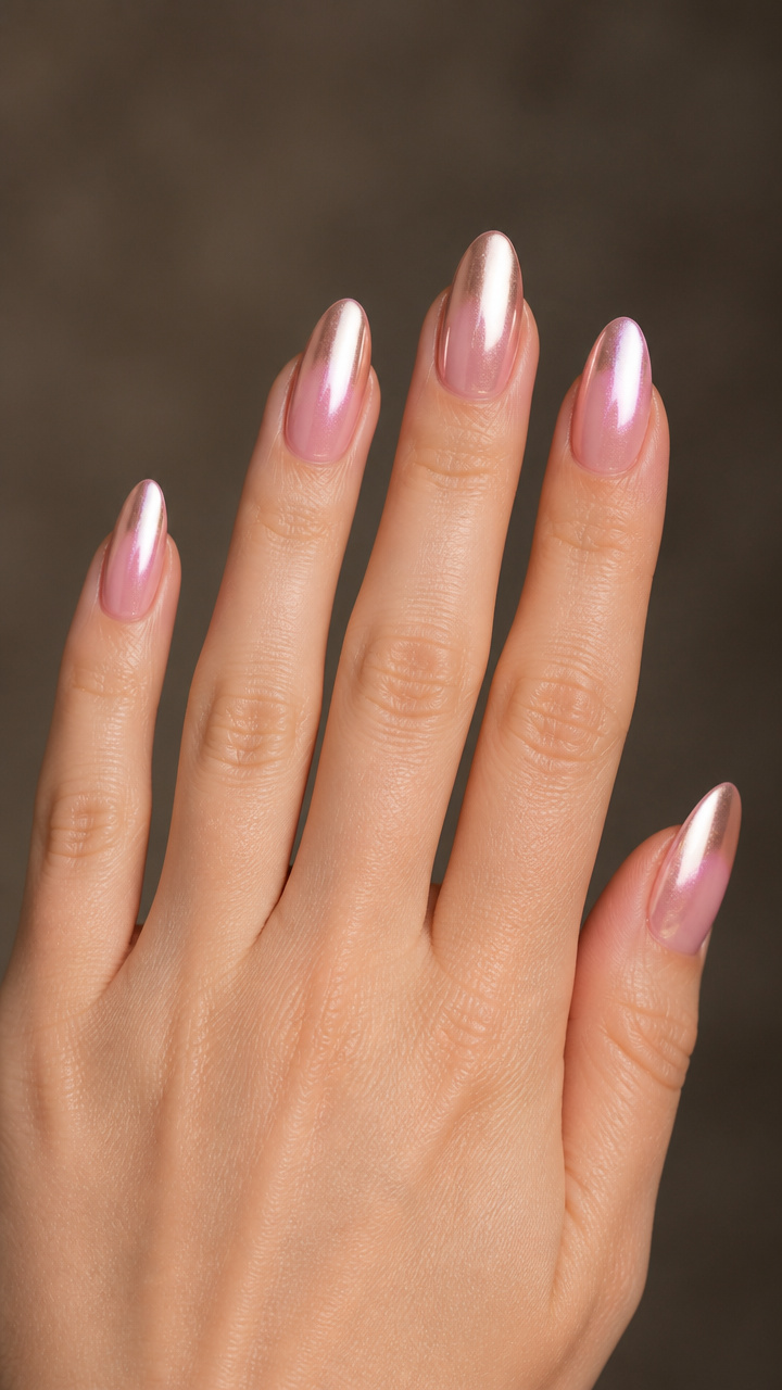Rose Quartz Pink with Chrome Gradient