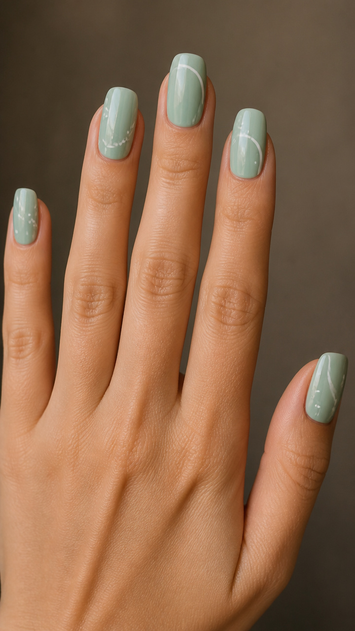 Mint Green with Minimalist Line Art