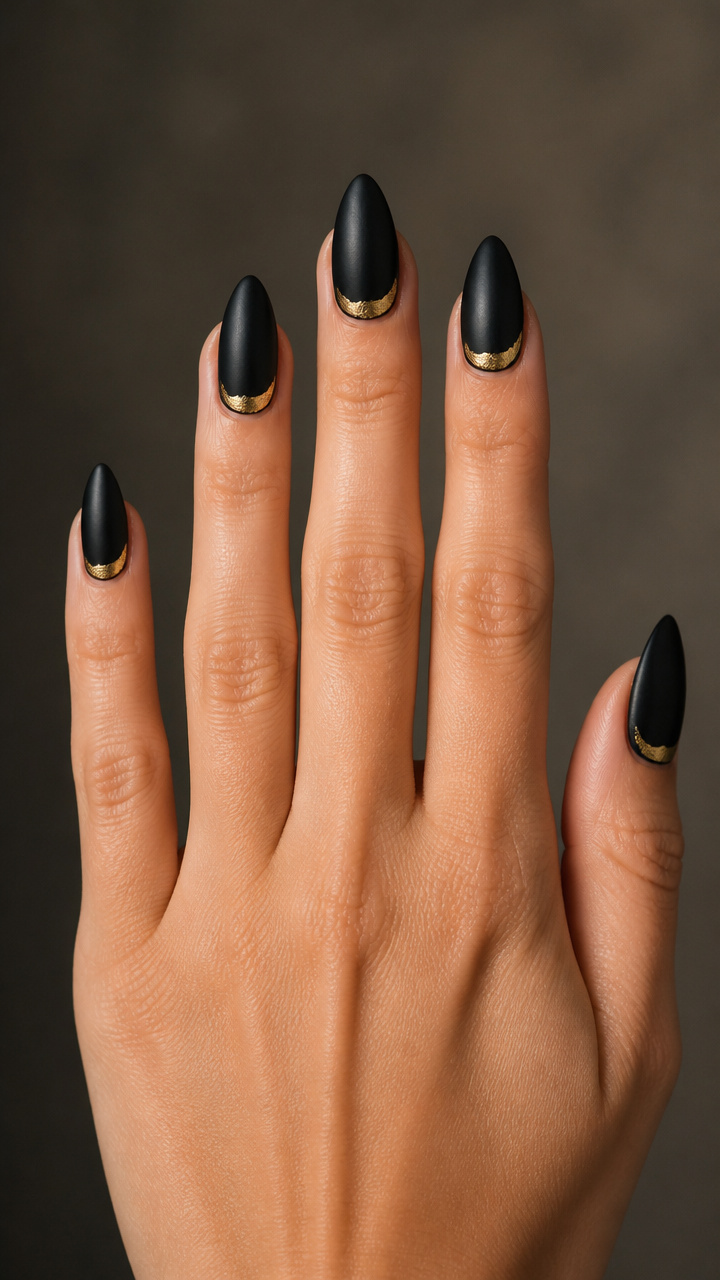 Gold Foil Crescent Moons on Black Base