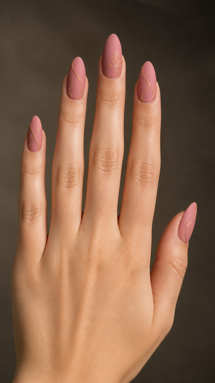 Dusty Rose Matte with Minimalist Linework
