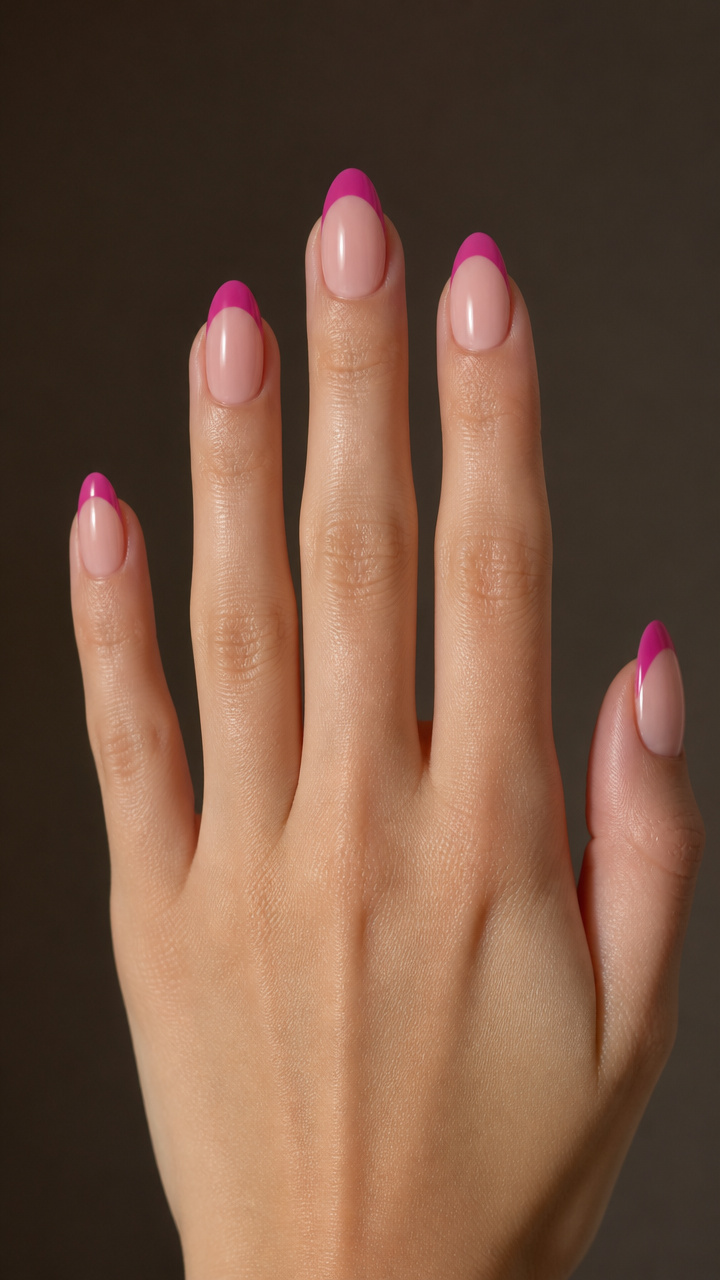 Two-Tone Pink Half-Moon Manicure