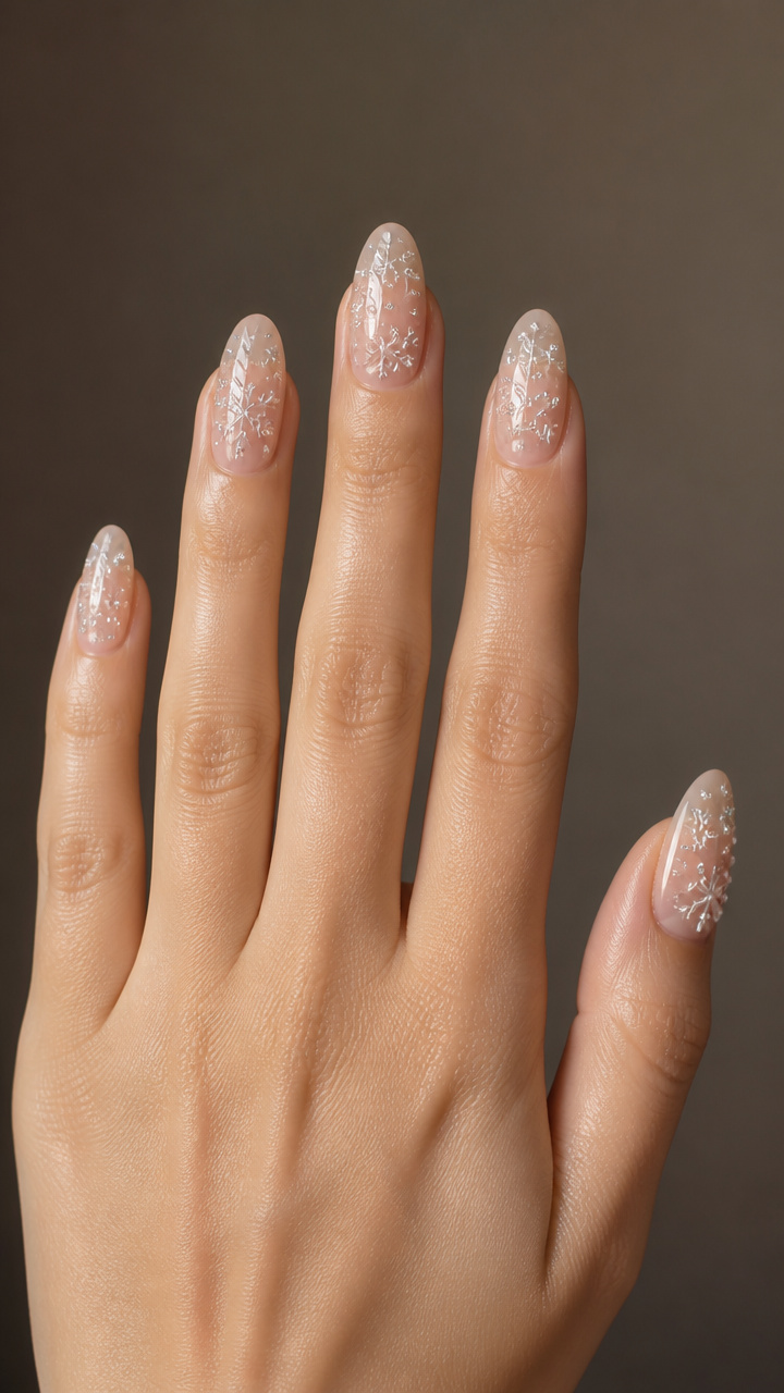 Clear Gloss Base with Floating 3D Snowflakes