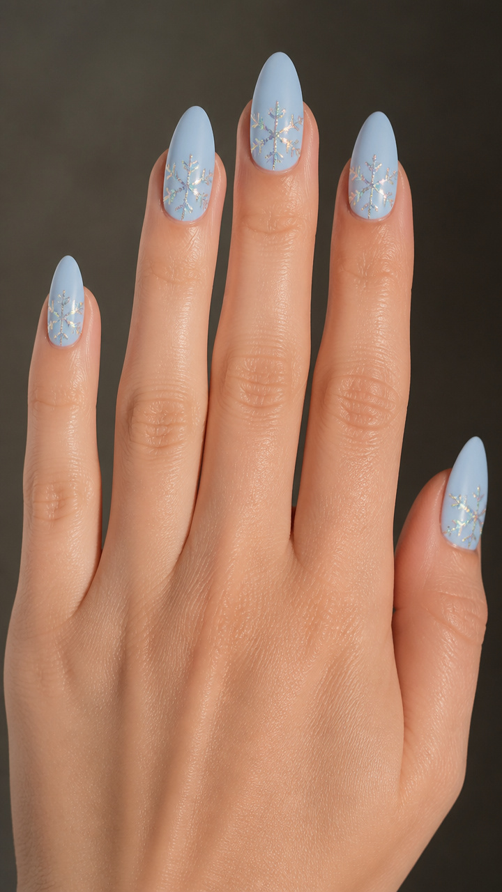 Holographic Top Coat Over Matte Sky Blue