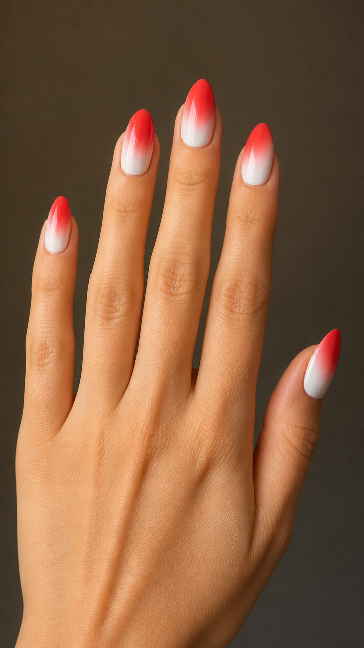 Two-Tone Love: Half Red, Half White Gradient