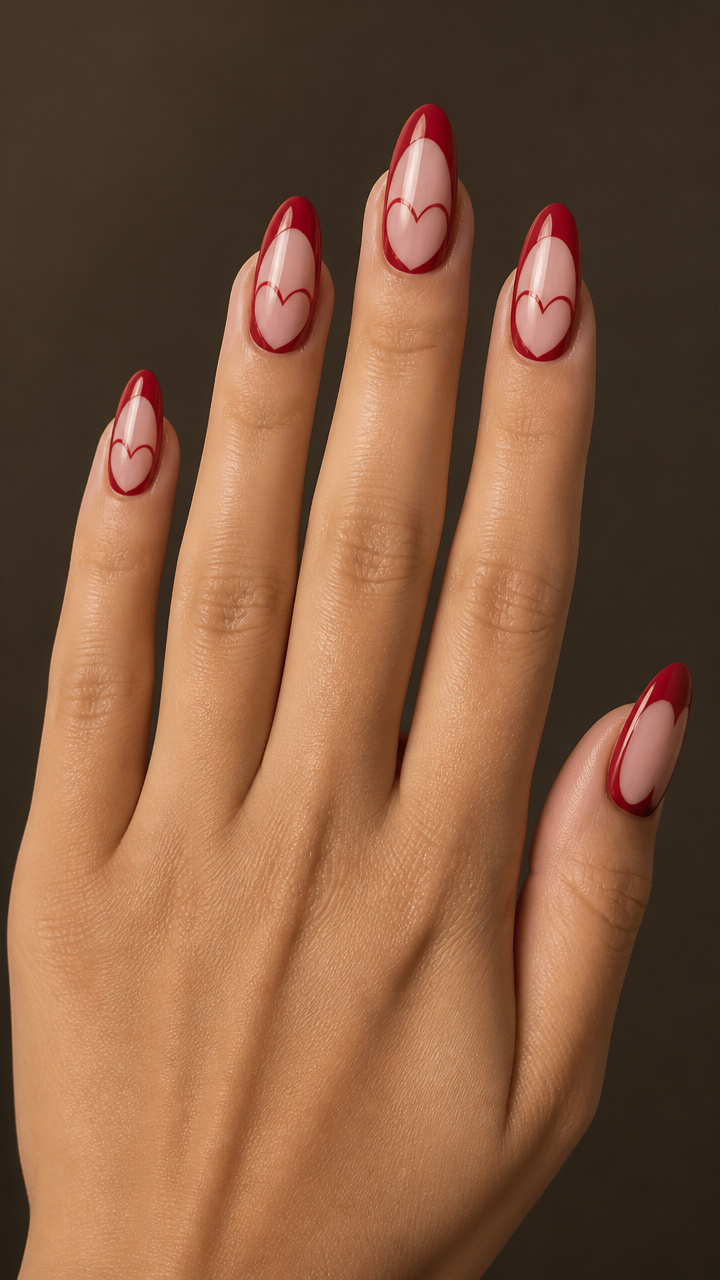Negative Space Hearts with Crimson Borders