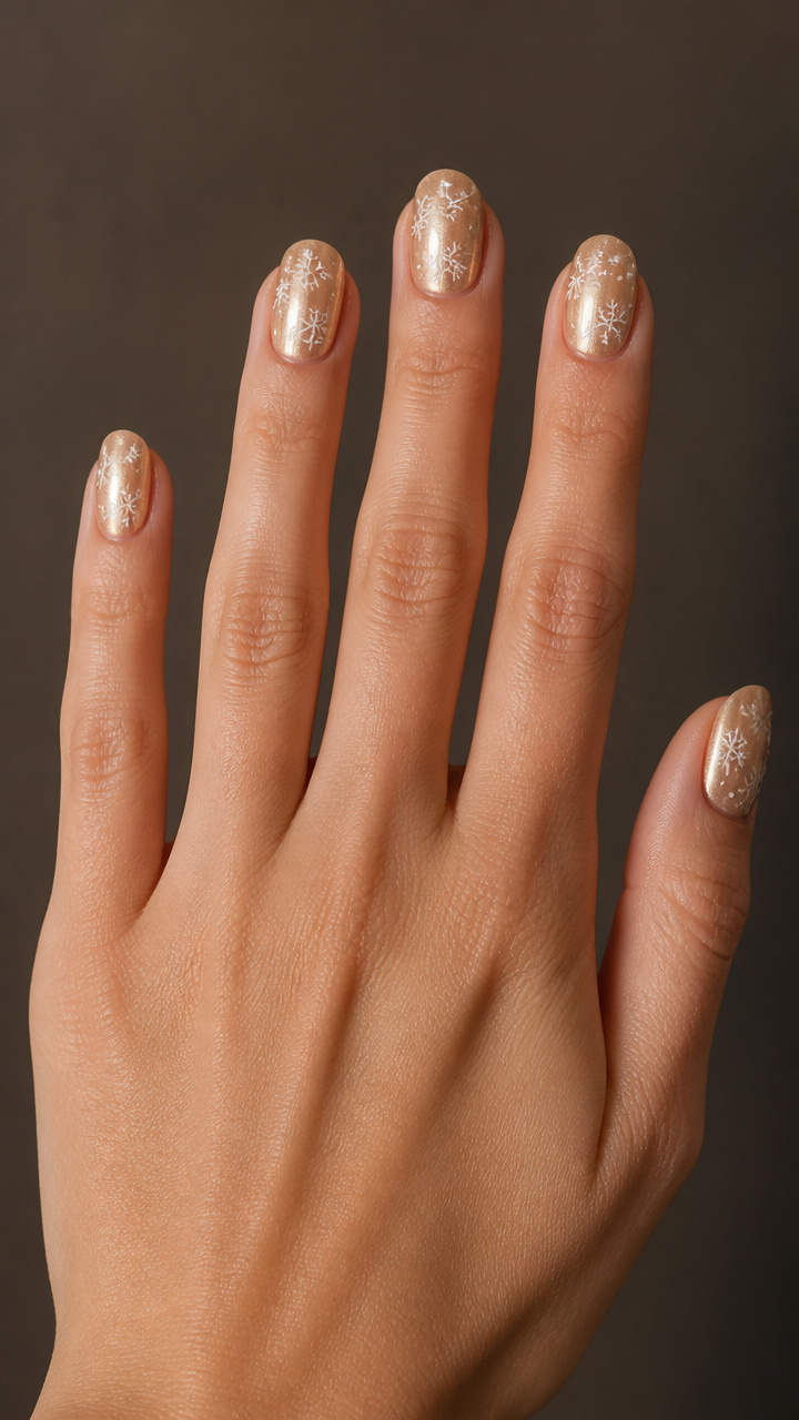 Champagne Chrome with Tiny Snowflake Accents