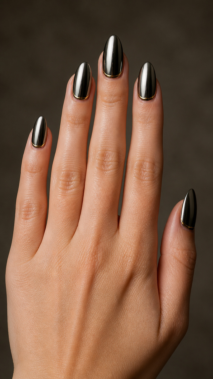 Gunmetal Chrome with Gold Micro-Stripes