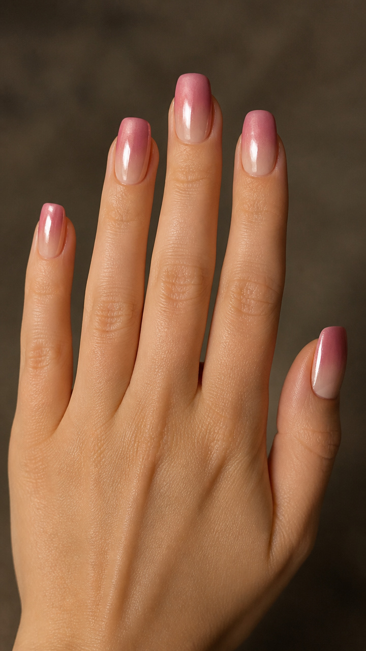 Blush Pink Chrome Dip-Dye Effect