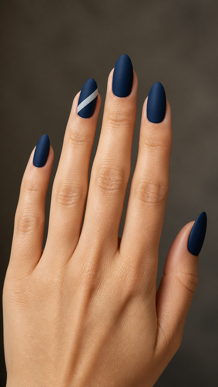 Matte Navy with Icy White Accent Stripe