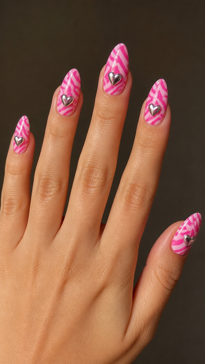 Pink Zebra Print with Chrome Hearts