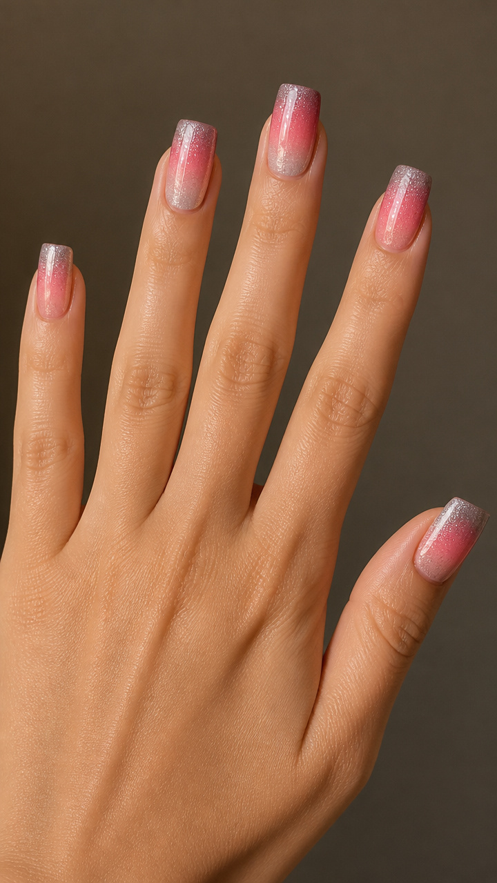 Two-Tone Pink and Silver Gradient