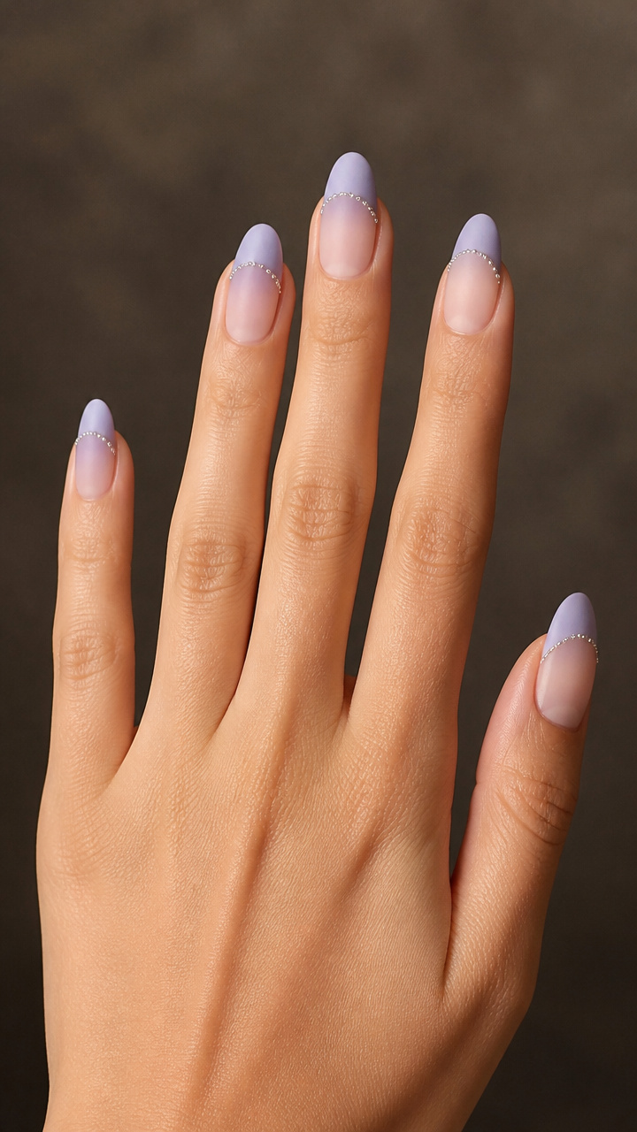 Frosted Lilac Tips with Silver Microbeads