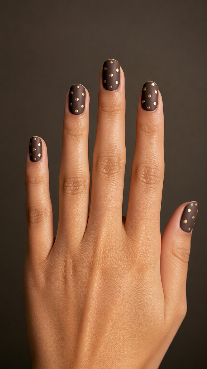 Chocolate Brown Matte Coats with Gold Dots