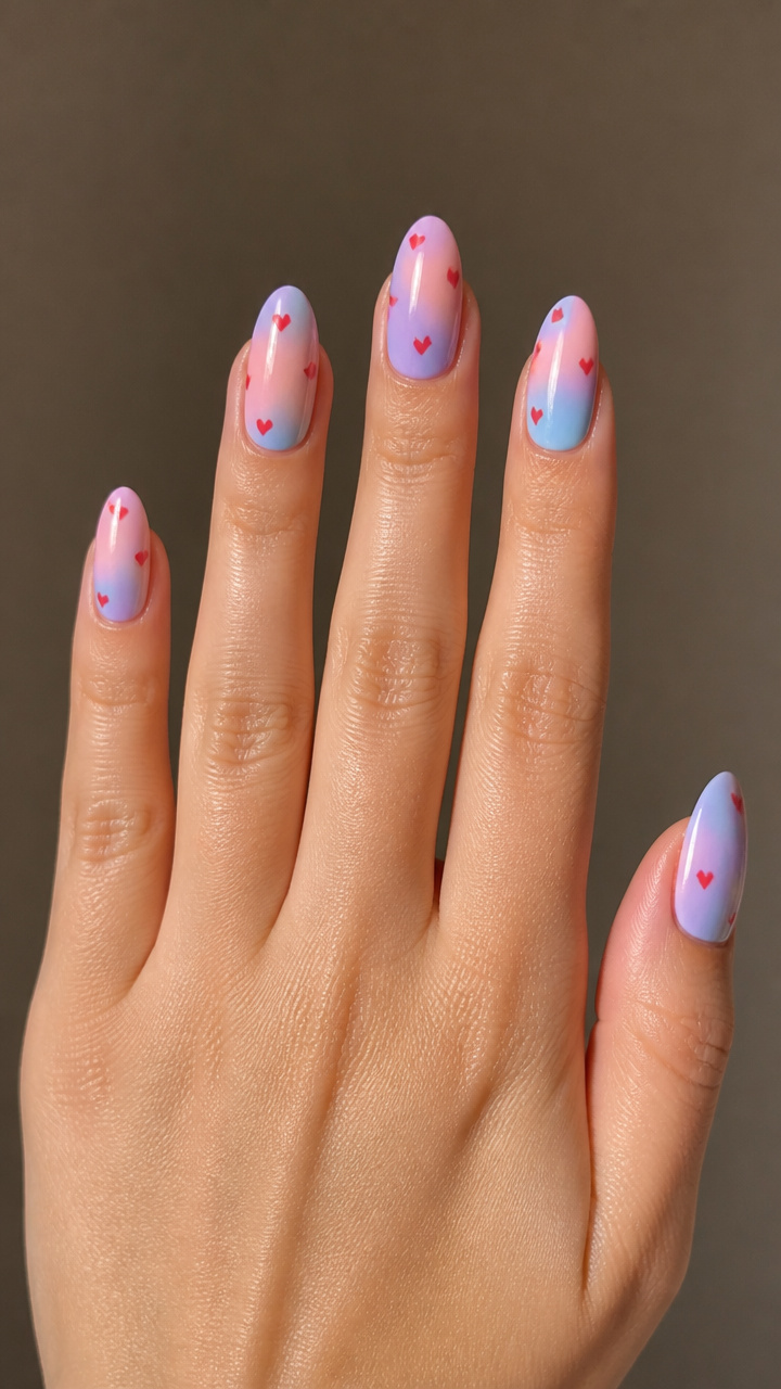 Pastel Gradient with Tiny Hand-Painted Hearts