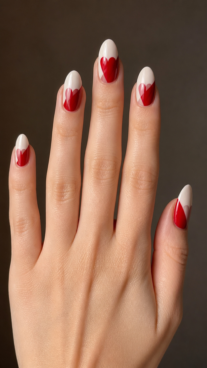 Two-Tone Red and White Heart Split