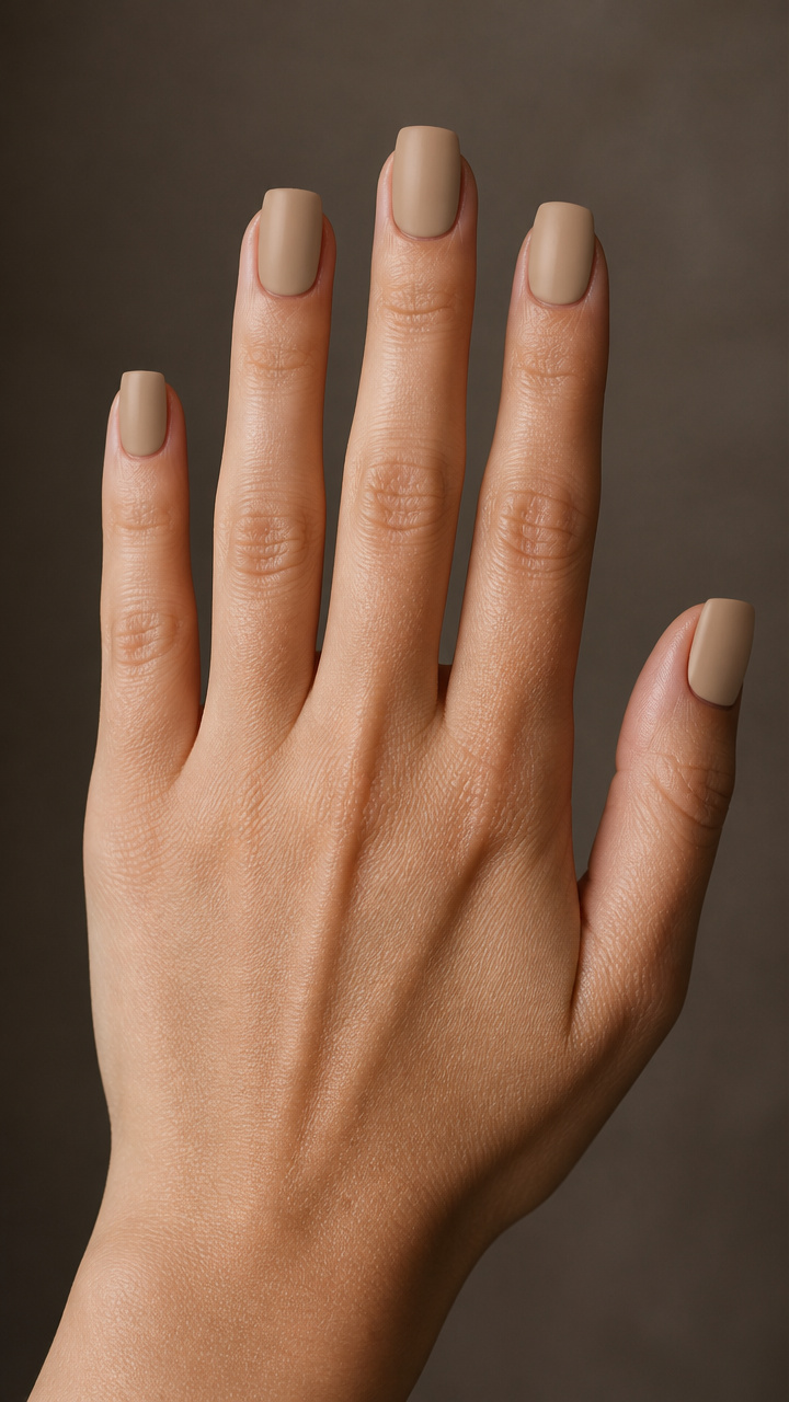 Oatmeal Square Nails with Matte Top Coat