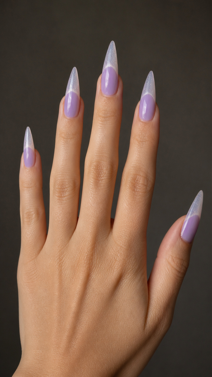 Icy Lavender Ombré on Stiletto Nails