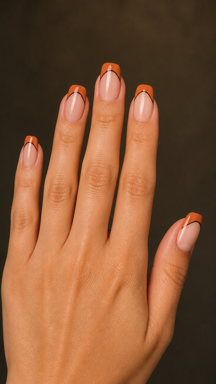 Burnt Orange Tips with Black Liner Detail