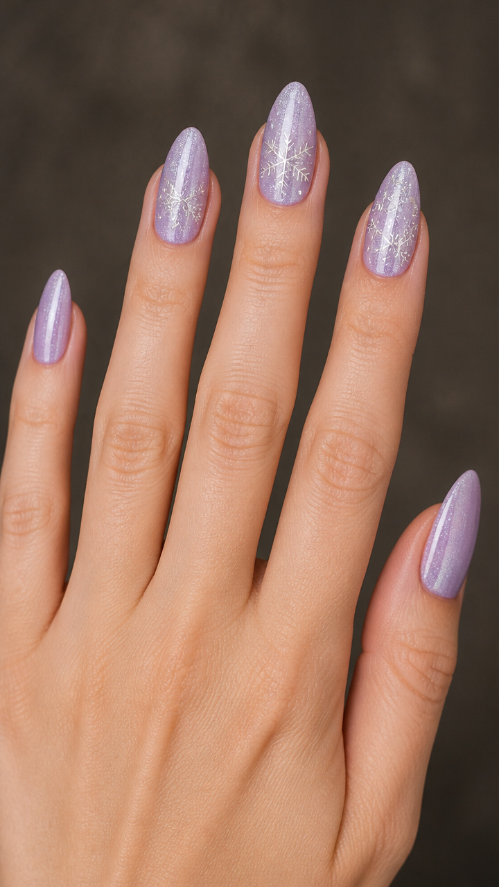 Icy Lavender with Silver Snowflakes