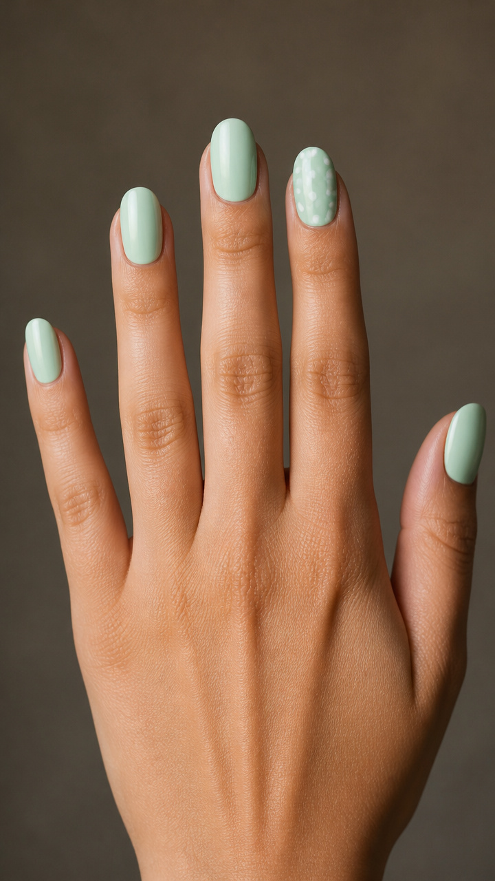 Pastel Mint with Polka Dot Accent
