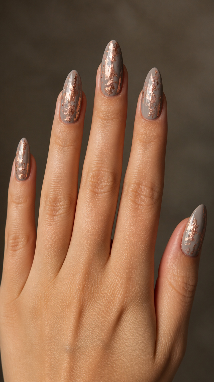 Rose Gold Foil Wrap on Soft Gray Base