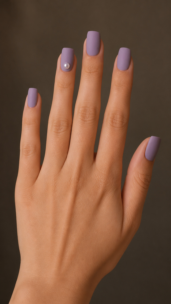 Muted Lavender Matte with Single Pearl Accent