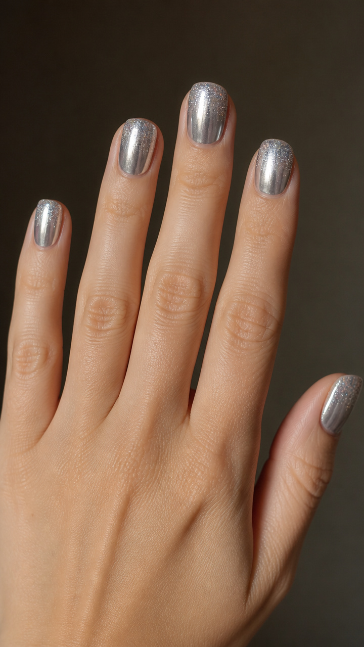 Icy Gray Chrome with Frosted Tips