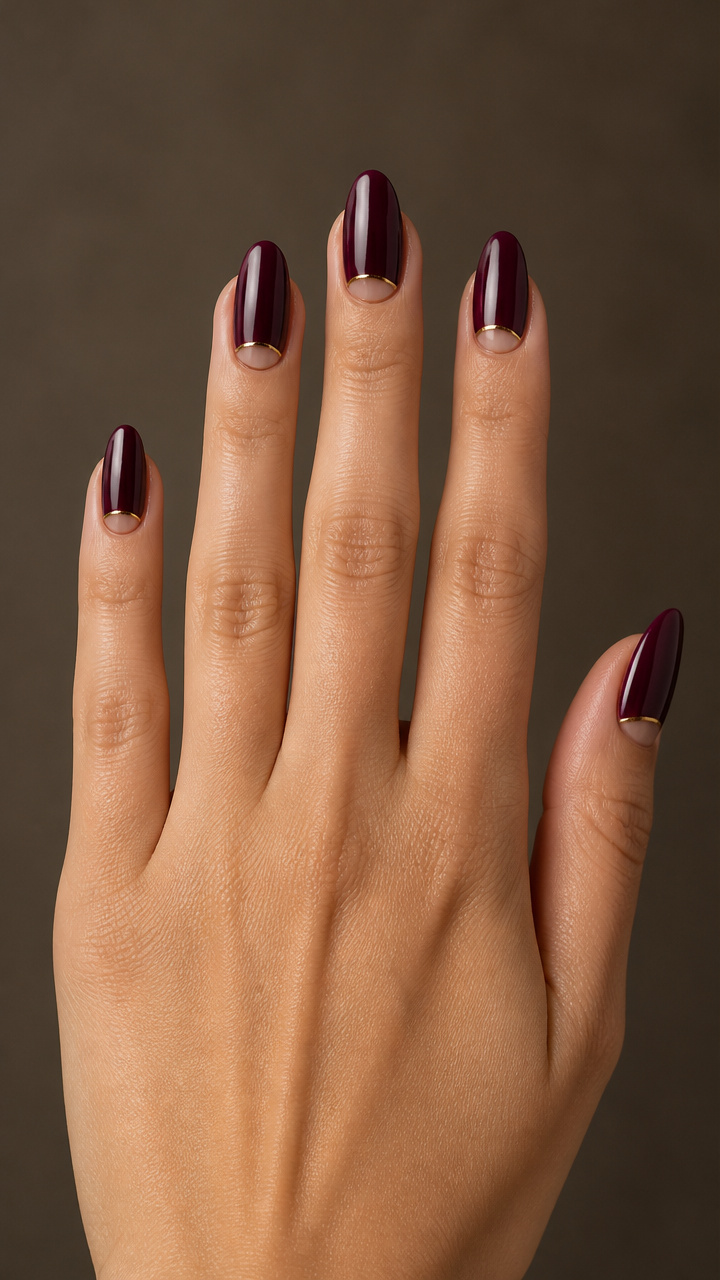 Deep Plum Half-Moon with Gold Liner
