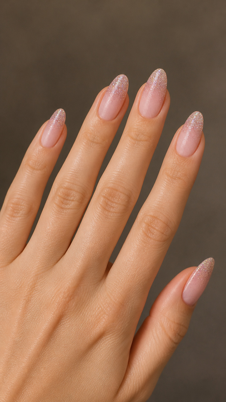 Blush OmbrΓ© with Micro Glitter Gradient