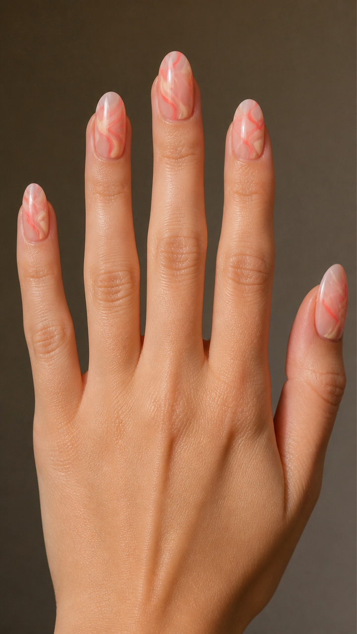Soft Coral and Cream Swirl Design