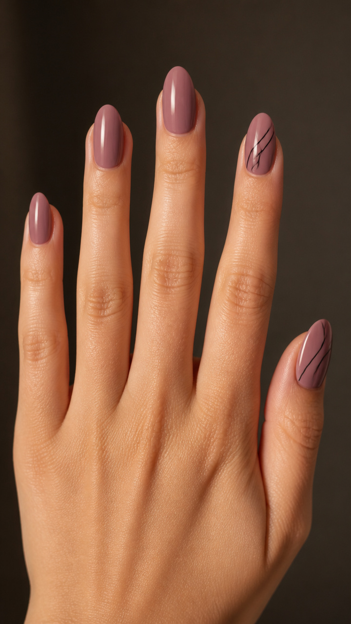 Warm Mauve with Minimalist Line Art