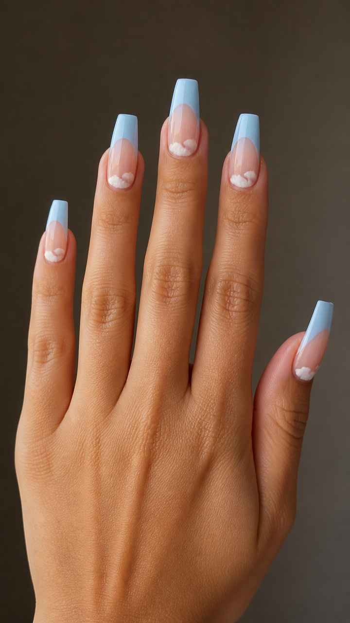 Sky Blue Tips with Cloud Decals