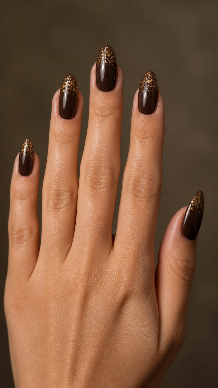 Chocolate Brown with Gold Fleck Accents