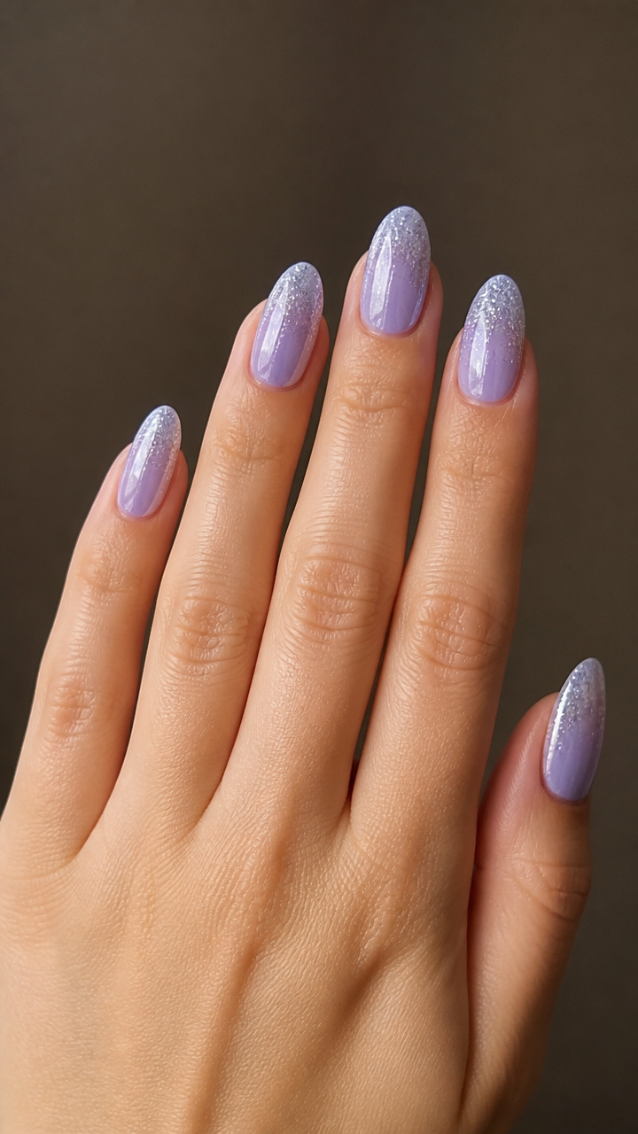 Frosted Lilac-Blue with Glitter Gradient