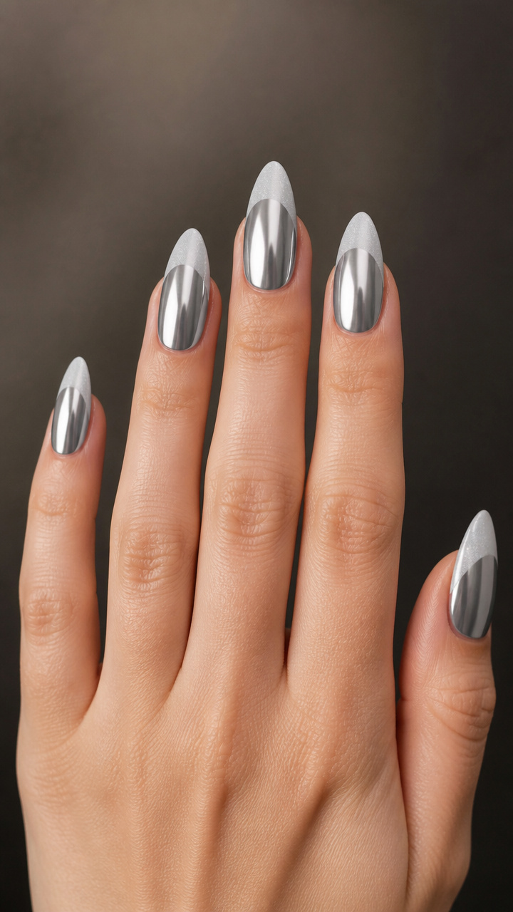 Icy Silver Chrome with Frosted Tips