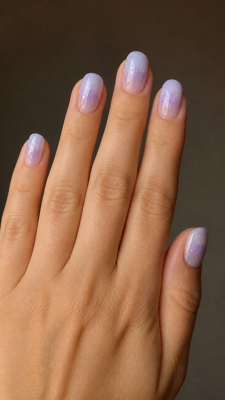 Pale Lavender Ombré with Holographic Flash