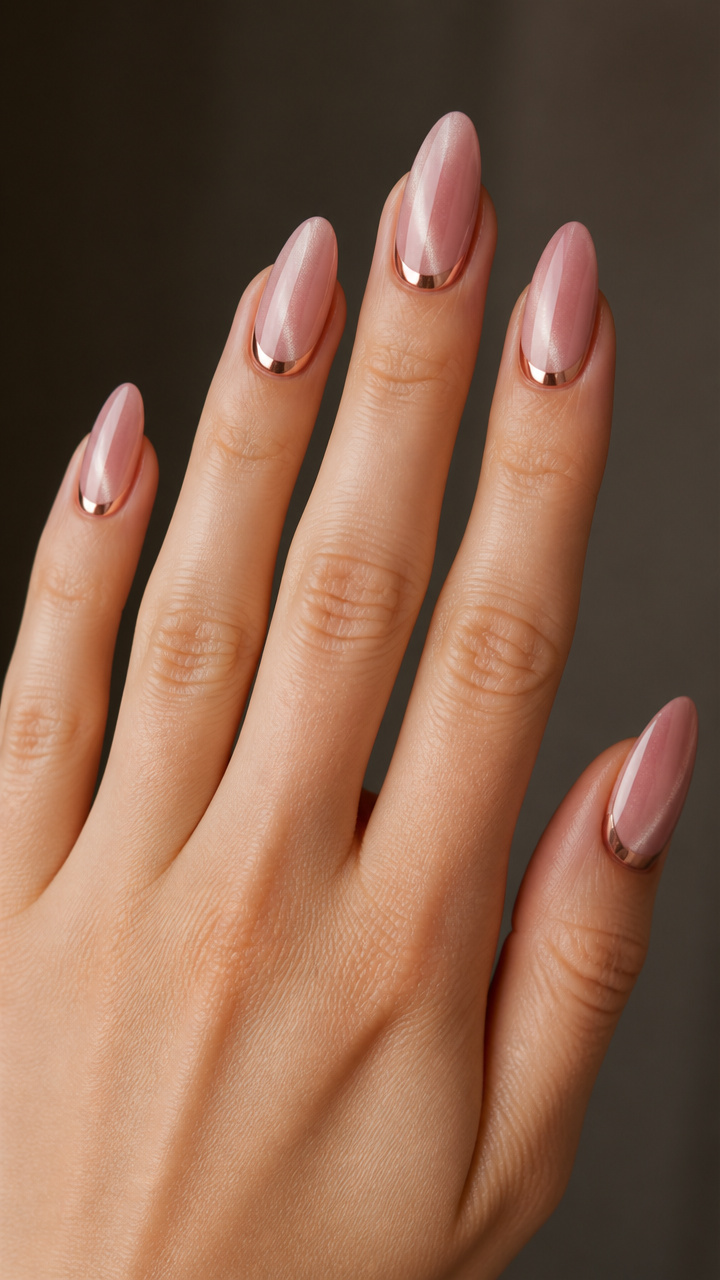 Frosted Rose Quartz with Chrome Half-Moon