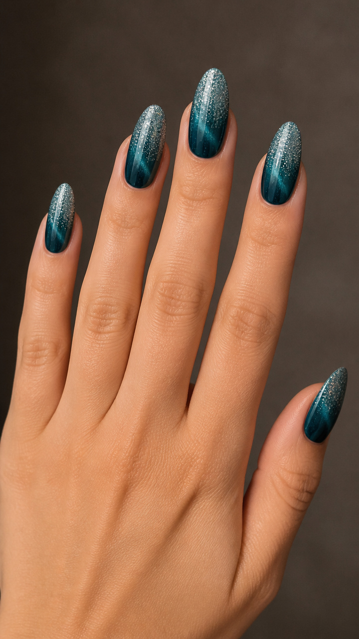 Frostbite Teal with Glitter Gradient