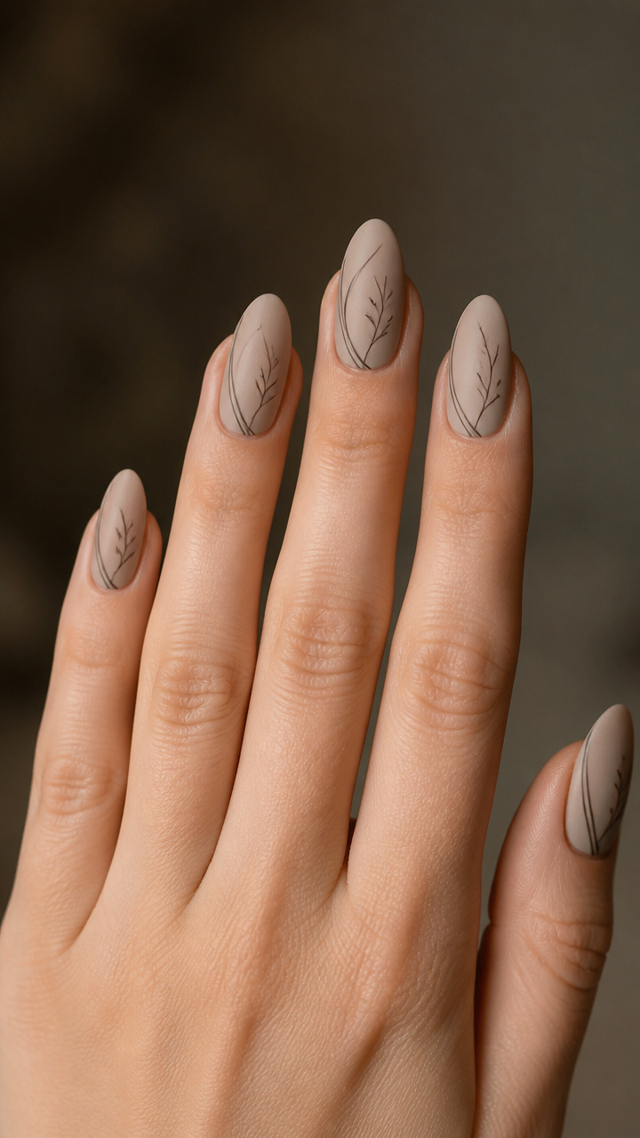 Winter Fog Beige with Minimalist Line Art