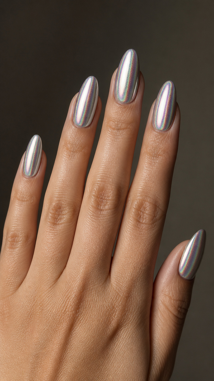 Silver Aurora with Iridescent Overlay
