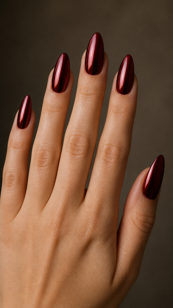 Red Velvet Chrome Nails