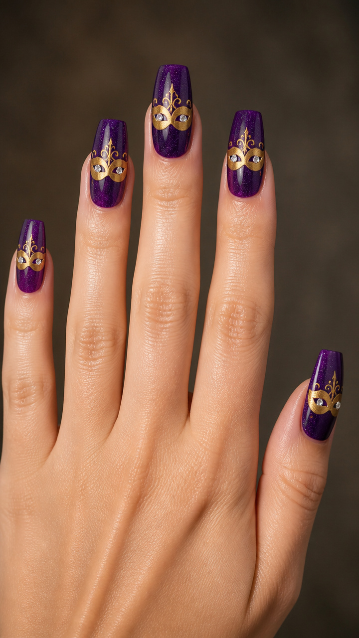 Mardi Gras Mask Silhouette with Rhinestone Eyes