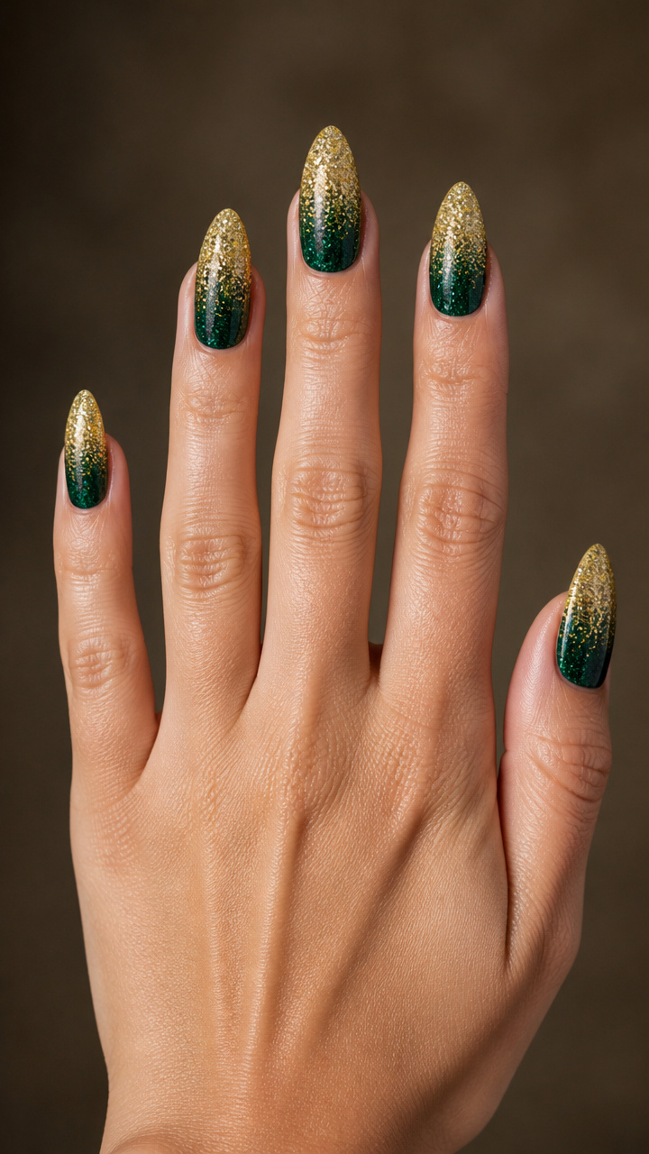 Glitter Ombre from Green to Gold