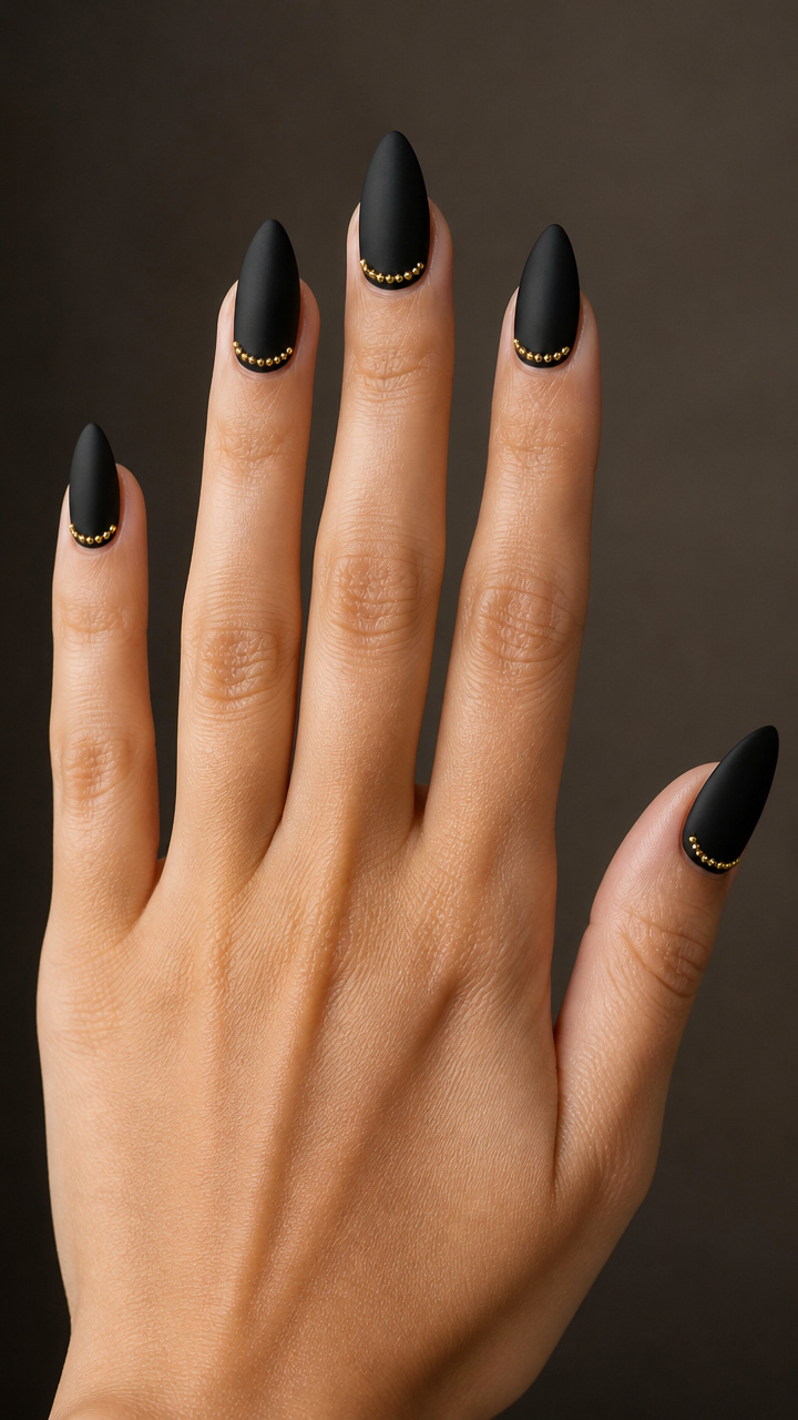 Black Matte Base with Gold Bead Detail
