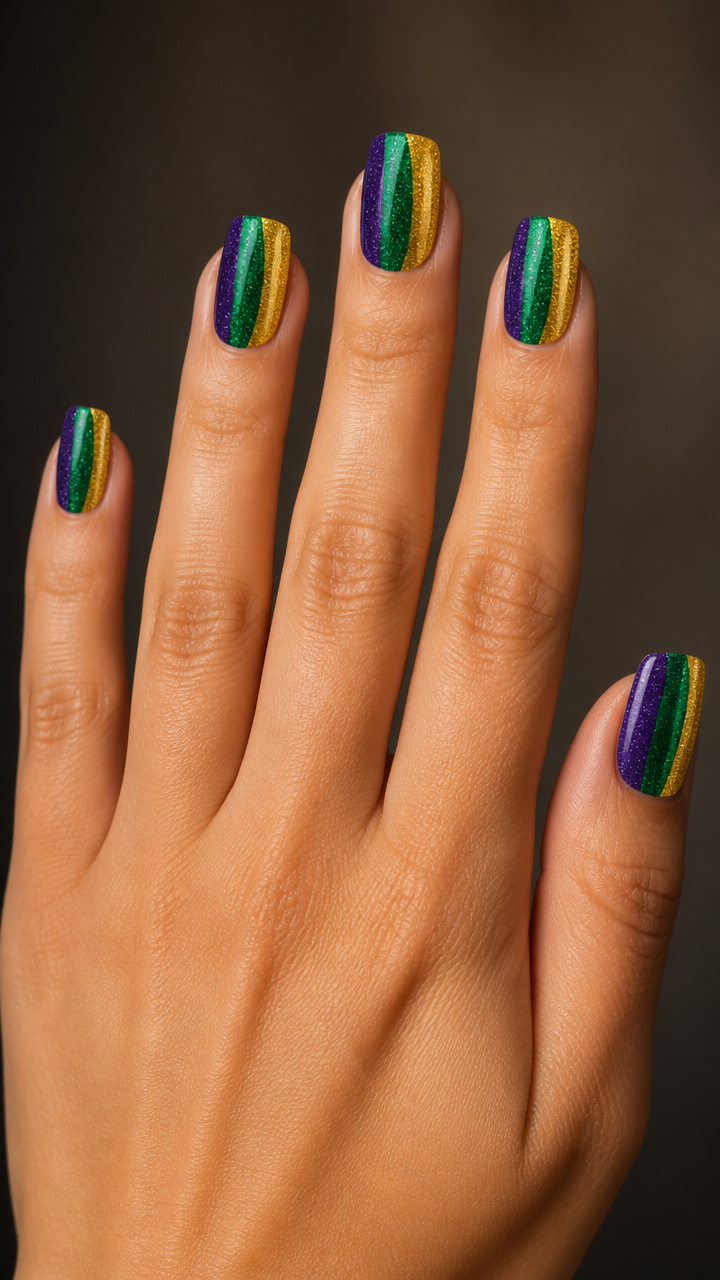 Triple Color Dip in Purple, Green, and Gold
