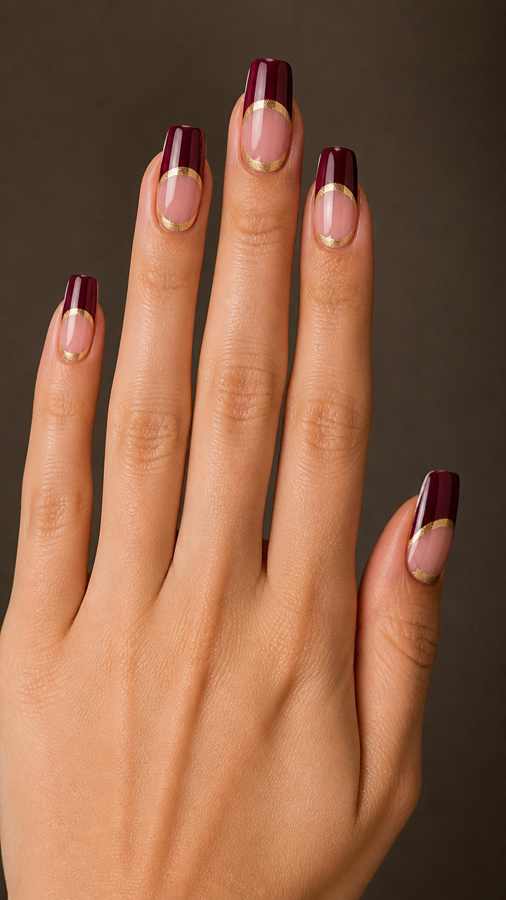 Black Cherry Tips with Gold Half-Moon Accents