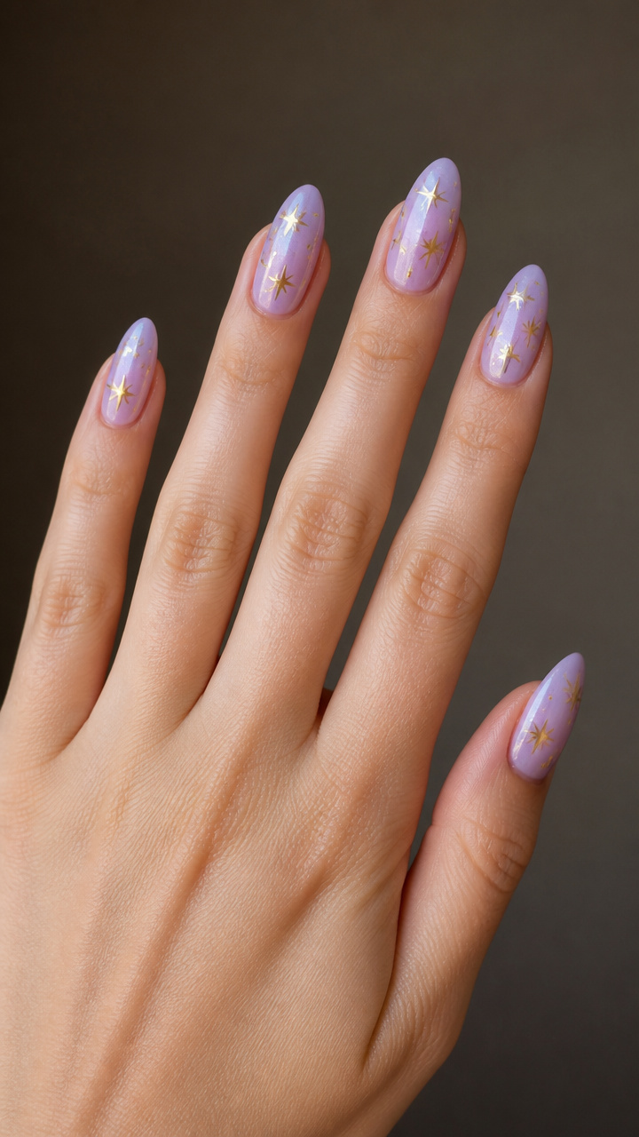 Icy Lavender Base with Gold Star Decals