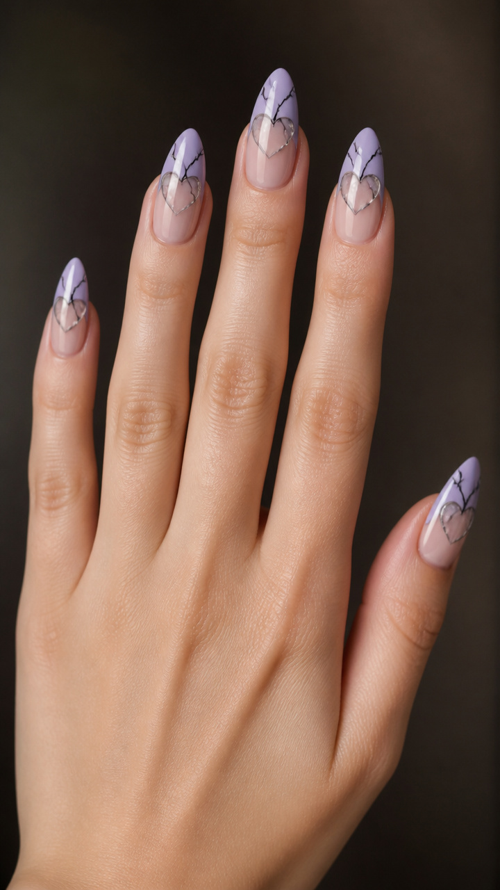 Pale Lavender Tips with Cracked Black Heart Veins