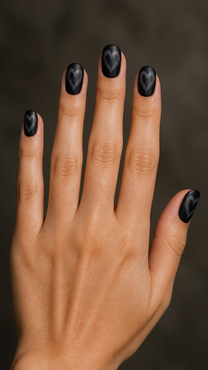 Raven Wing Black with Feather-Touch Heart Whispers
